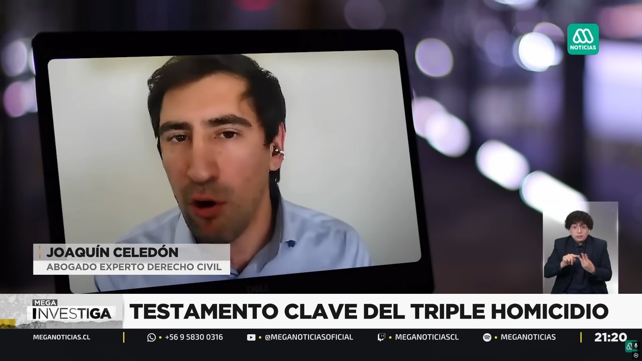 Joaquín Celedón Otero en Mega Noticias como abogado experto en derecho civil